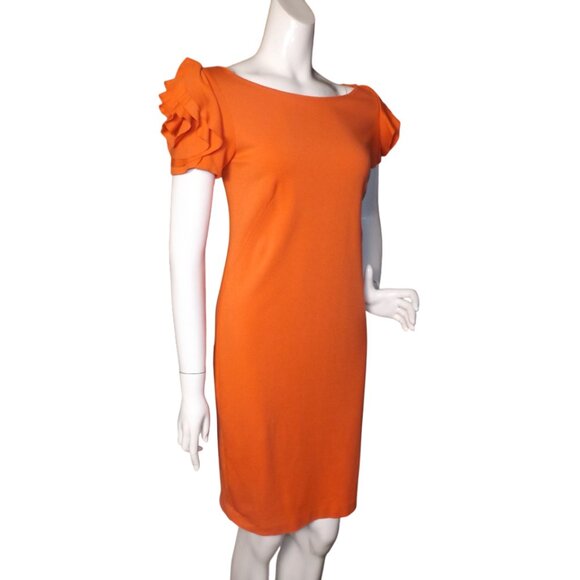 PIETRO BRUNELLI Dress, XS Maternity, Orange, Fabric Flower/Short sleeve, Zipper - Picture 4 of 15